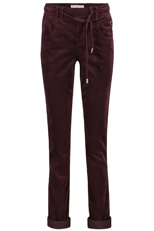 Red Button SRB4322 Tessy Velvet Trousers Burgundy