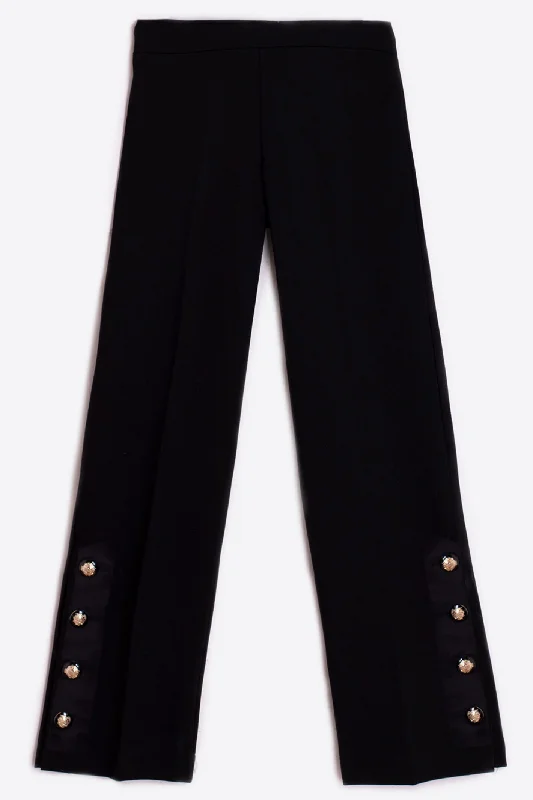 Vilagallo 31827 Black Stretch Trousers With Gold Button Detail